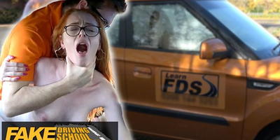 British redhead Ella Hughes gets say no to tight pussy drilled in the car while impelling