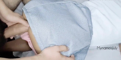 Naughty Japanese student nails horny student after mother's absence